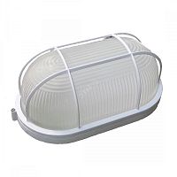 Светильник банный Свет НБП-04-60-002 Е27 Овал Белый c решеткой IP54 195х75мм картинка 